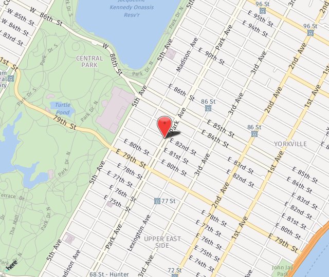 Location Map: 950 Park Avenue New York, NY 10028