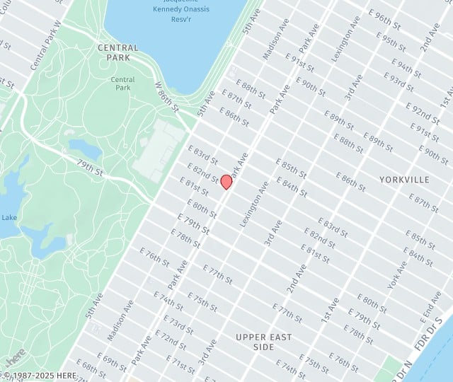 Location Map: 950 Park Avenue New York, N.Y. 10028